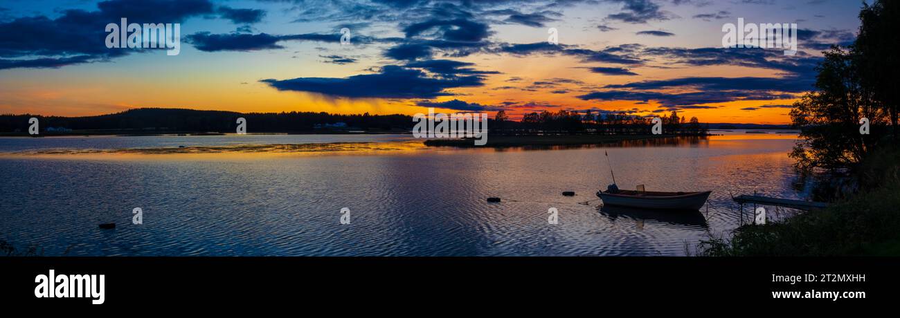 Golden sunset over the river Stock Photo