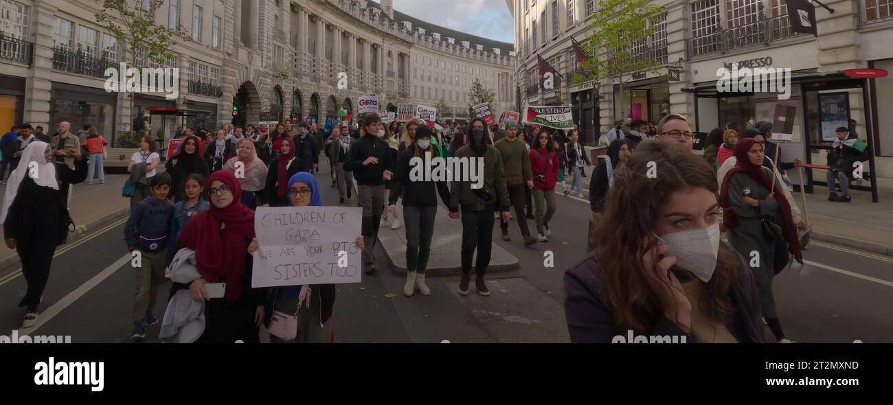 London UK 15th October 2023 Pro-Palestinian march in London over Gaza draws thousands Stock Photo