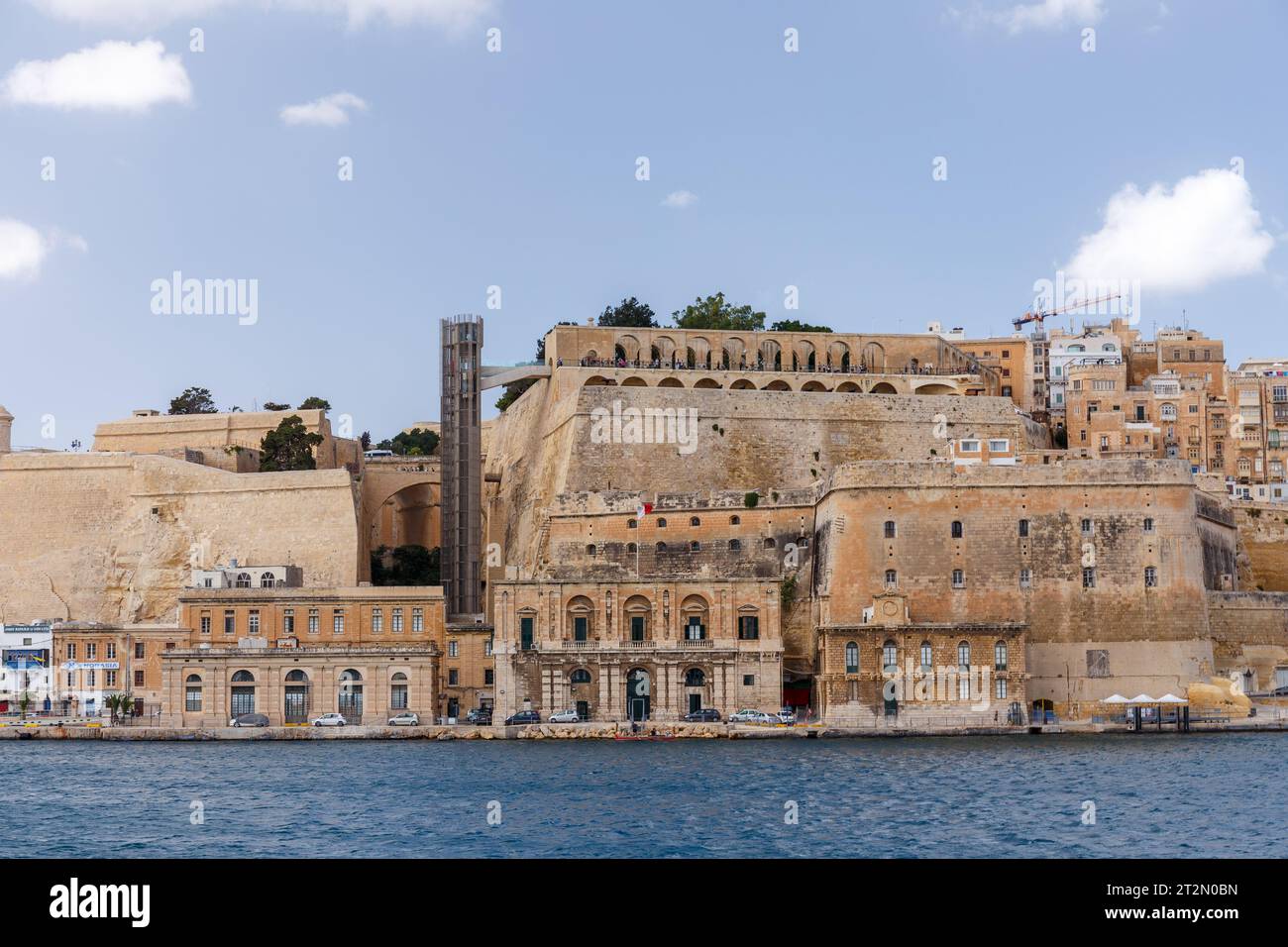 VALETTA, MALTA - SEPTEMBER 11, 2017: View of Valletta's Barrakka Lift in the Grand Harbor in September 2017. Stock Photo