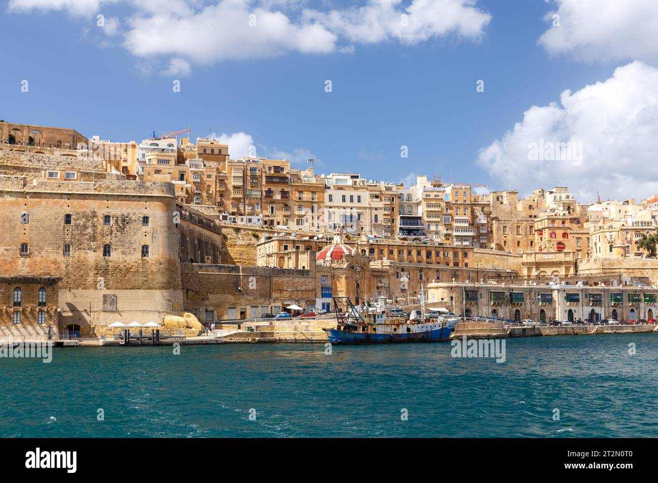 VALETTA, MALTA - SEPTEMBER 11, 2017: View of Valletta's Grand Harbor waterfront in September 2017. Stock Photo