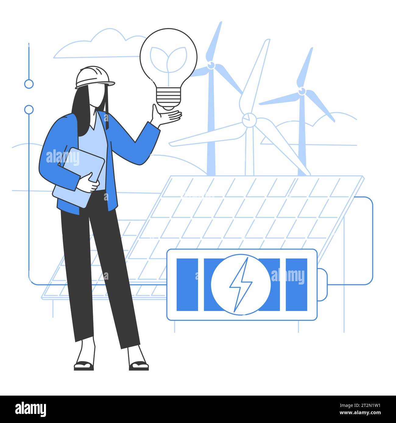 Solar power plant wind turbines Cut Out Stock Images & Pictures - Alamy