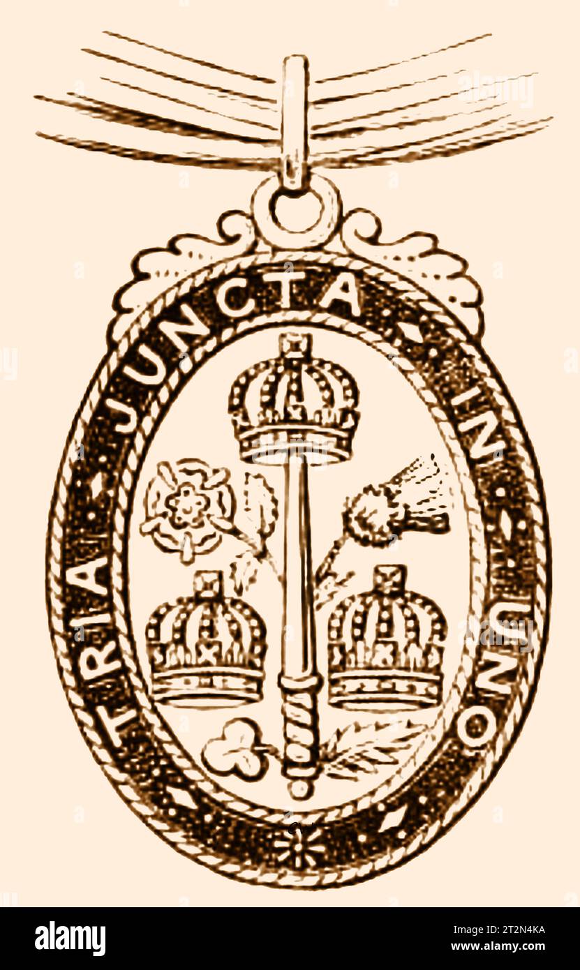 A 19th century engraving of the Civil badge of the Order of the Bath. Stock Photo