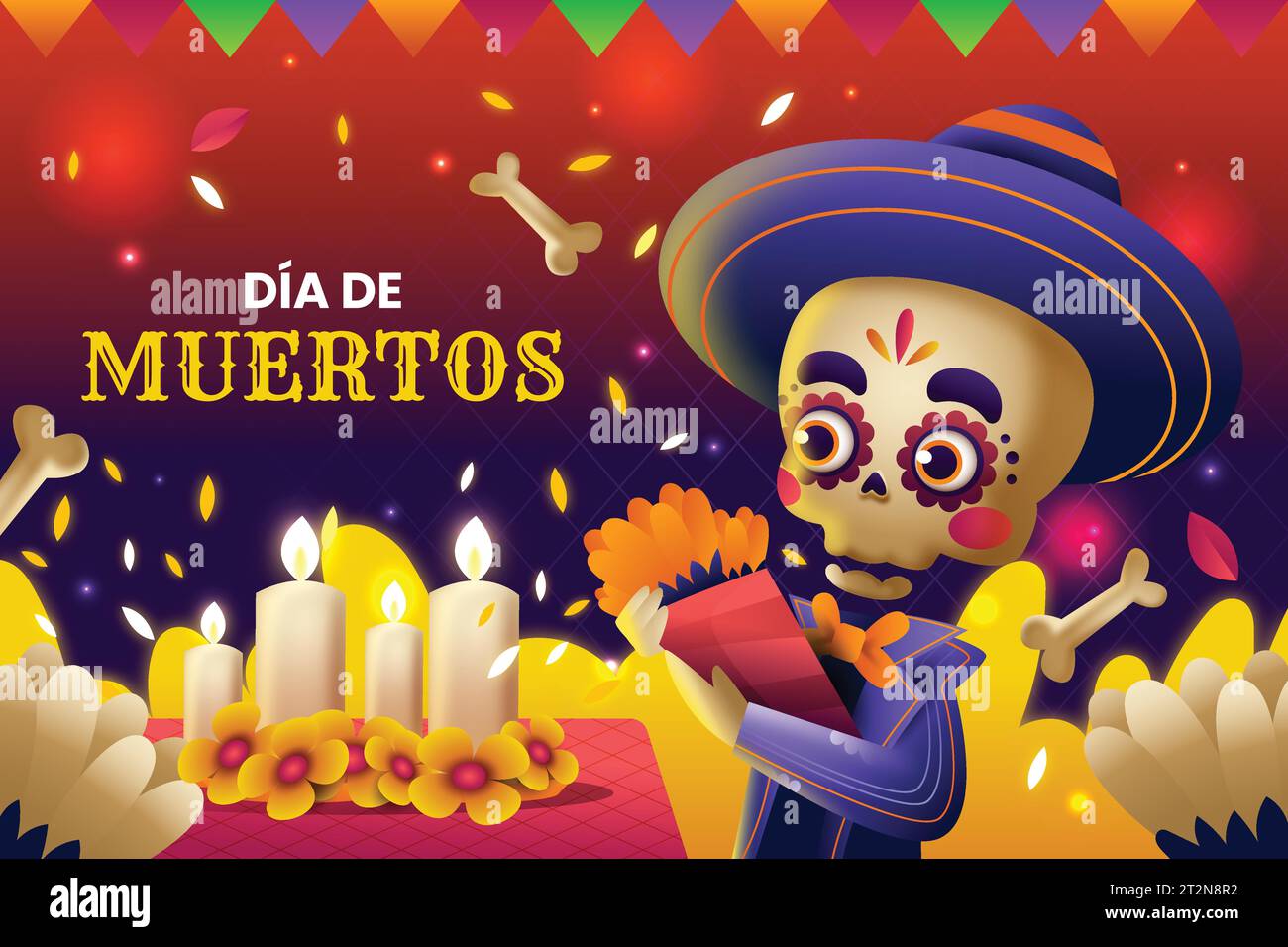 gradient background dia de muertos celebration design vector illustration Stock Vector