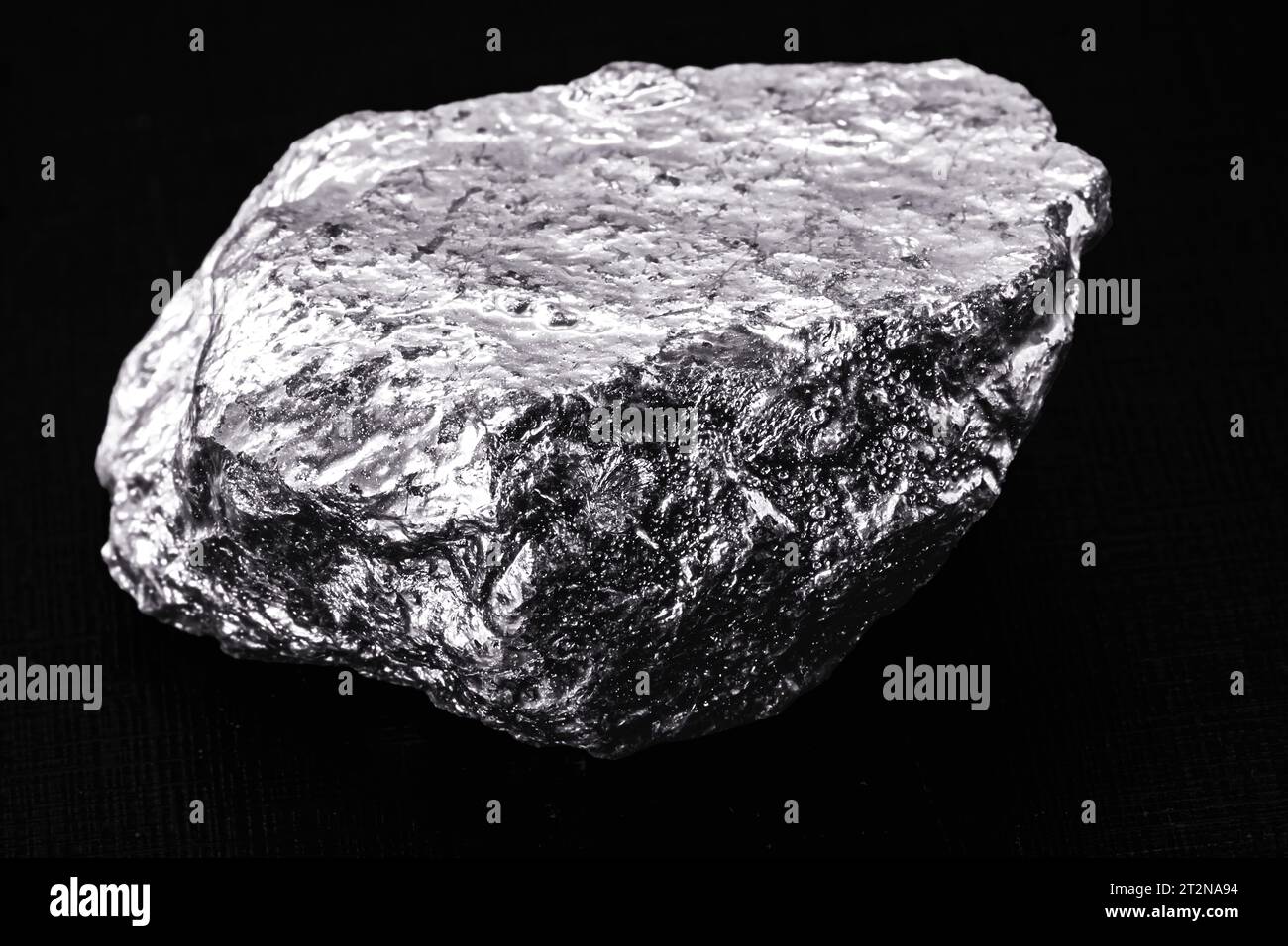 Chalcocite, chalcocite or chalcocite is a mineral composed of copper sulfide, isolated black background Stock Photo