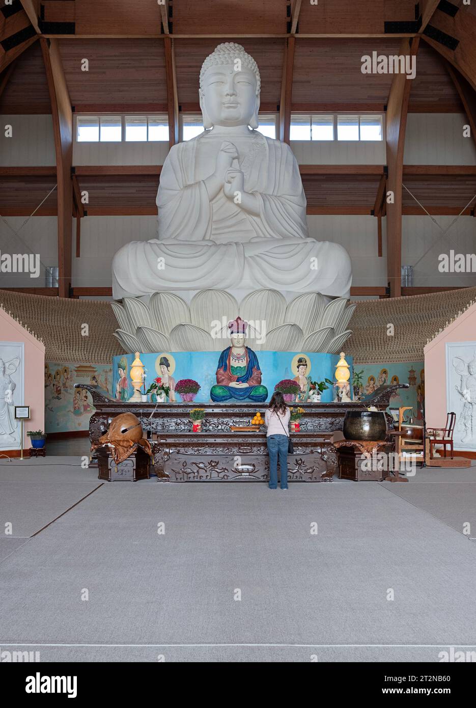 The interior of the Chuang Yen Buddhist Monastery in Carmel, Putnam Cty, New York showing the