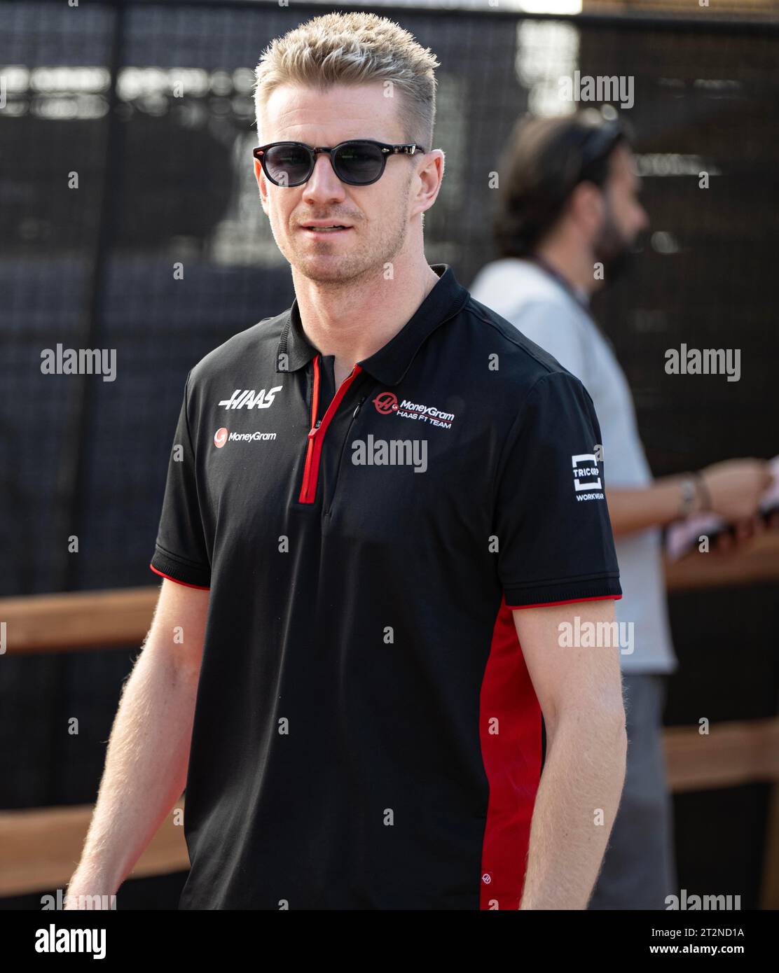 Austin, Texas, USA. 20th Oct, 2023. NICO H'' LKENBERG of Moneygram Haas F1 team arriving at the paddock. (Credit Image: © Hoss McBain/ZUMA Press Wire) EDITORIAL USAGE ONLY! Not for Commercial USAGE! Stock Photo
