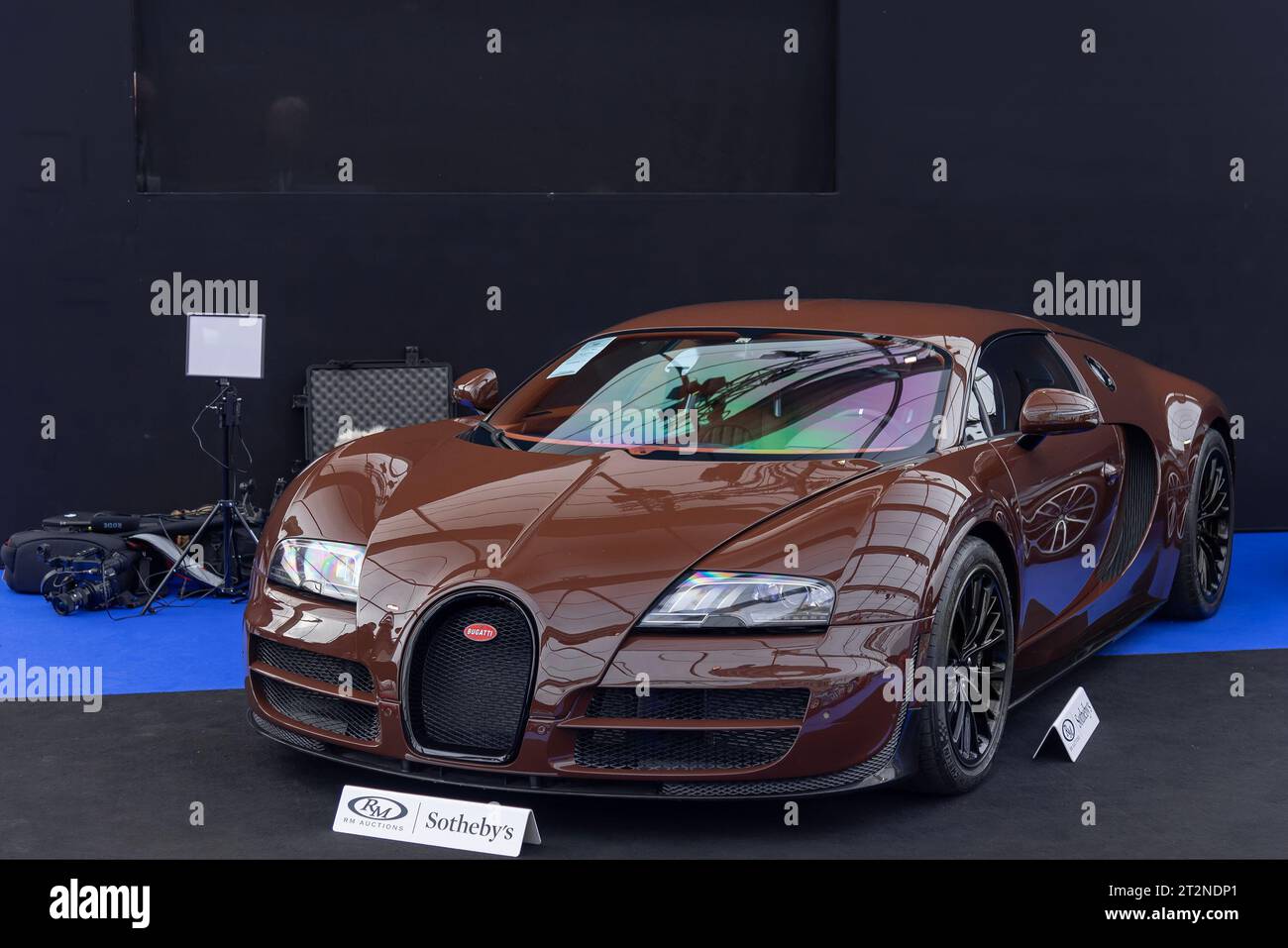 Paris, France - RM Sotheby's Paris 2019, 2012 Chocolate Brown Bugatti Veyron 16.4 Super Sport. Stock Photo
