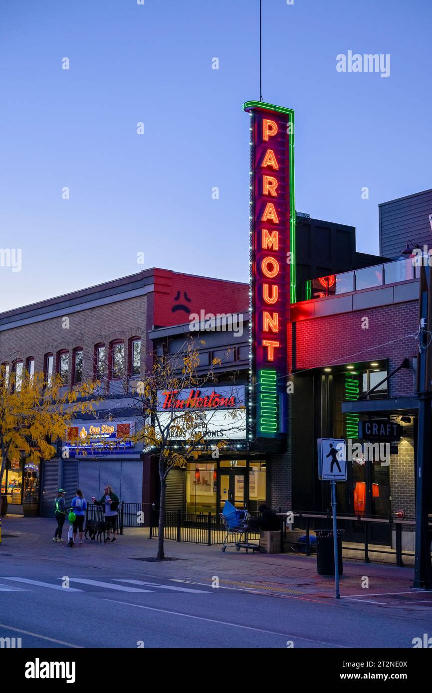 Paramount Theatre neon sign, Downtown Kelowna, Okanagan, British