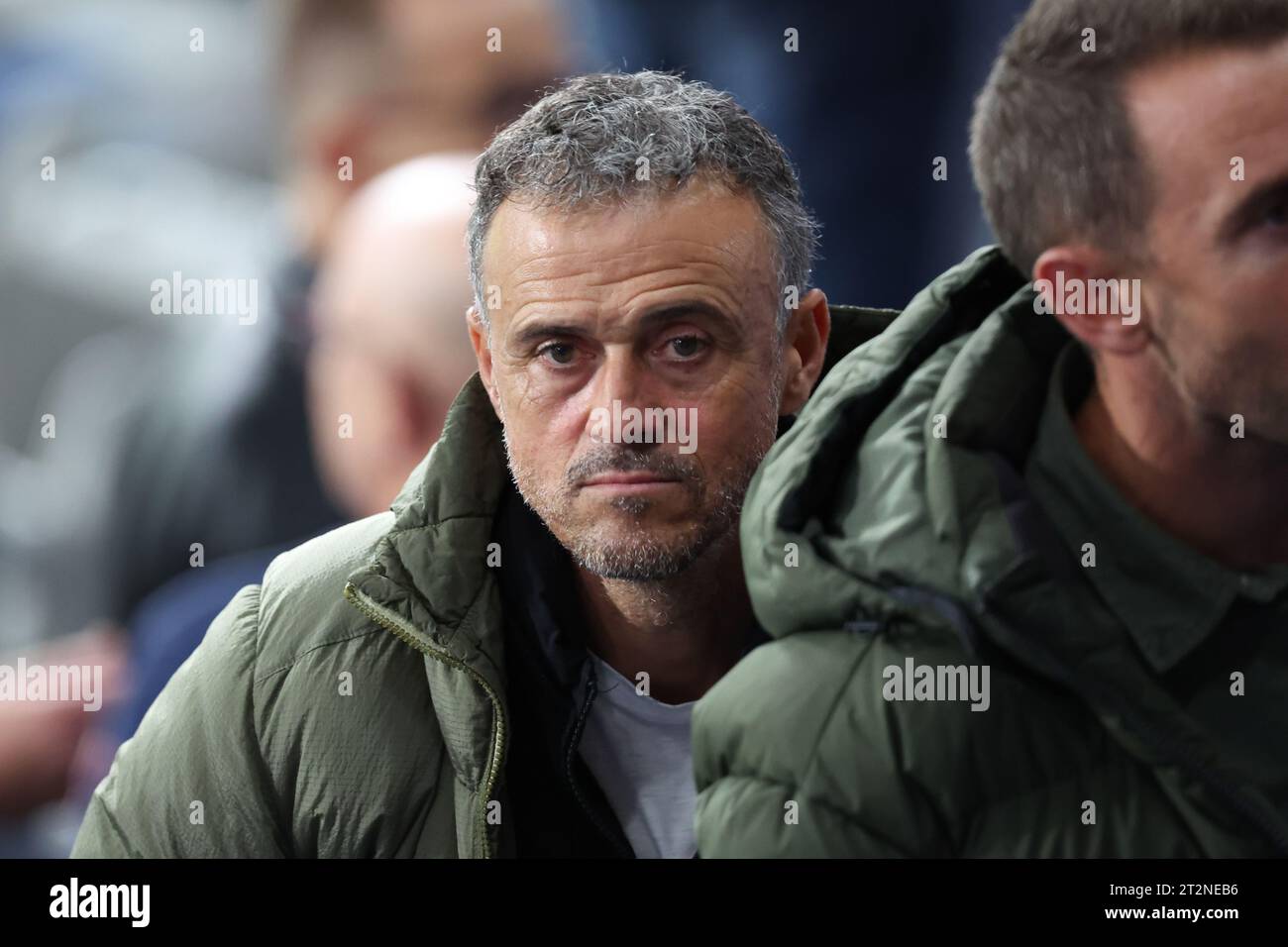 October 20, 2023, Paris, Seine-Saint-Denis, France: Paris Saint-Germain headcoach LUIS ENRIQUE is spotted smiling as he attends the semifinal between Argentina and New Zealand of the Rugby World Cup 2023 (Credit Image: © Mickael Chavet/ZUMA Press Wire) EDITORIAL USAGE ONLY! Not for Commercial USAGE! Stock Photo