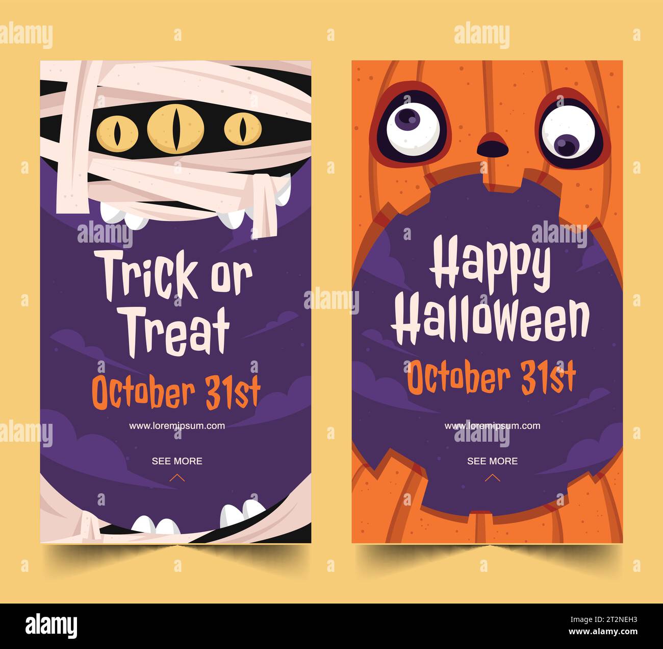 flat banners collection halloween season Stock Vector