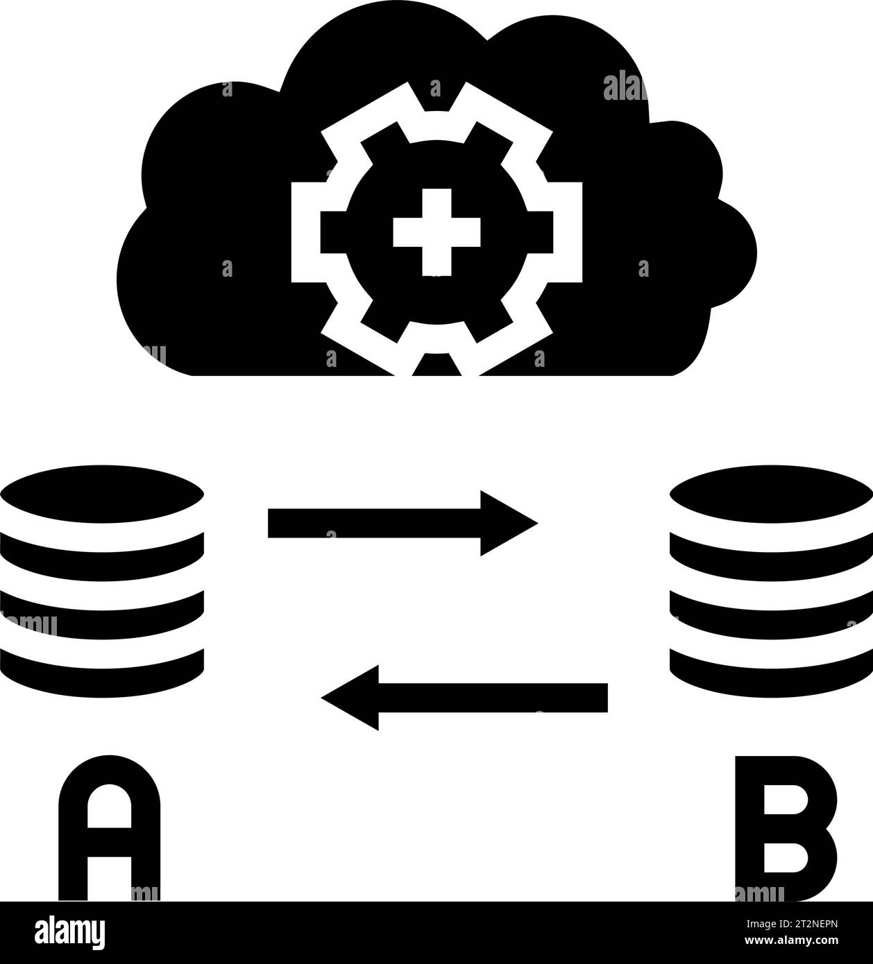 replication database glyph icon vector illustration Stock Vector