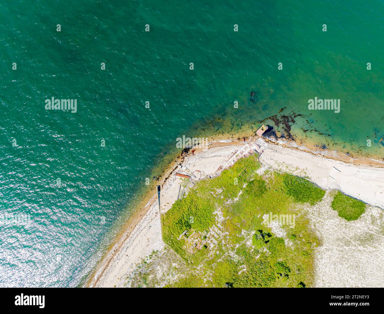 aerial view of the ruins on gardiners point island Stock Photo
