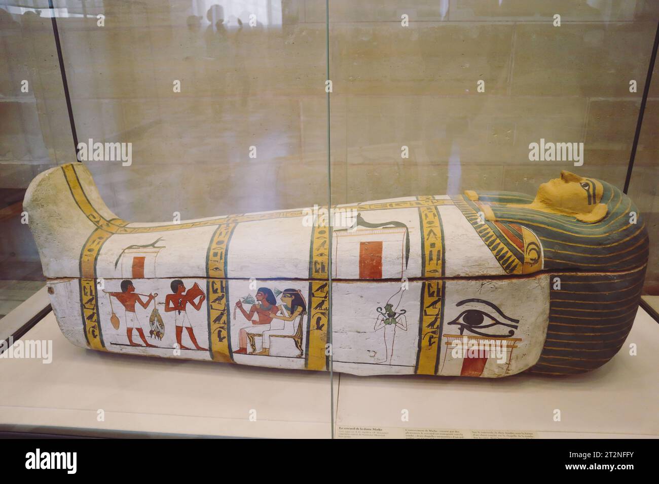 Louvre. Louvre Egyptian coffins. Egyptian sarcophagus in Louvre Museum, Paris, France. Stock Photo