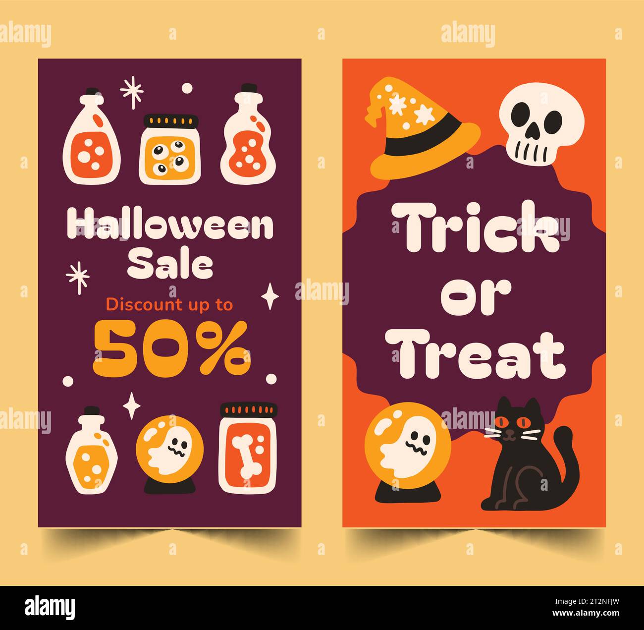 flat banners collection halloween season Stock Vector