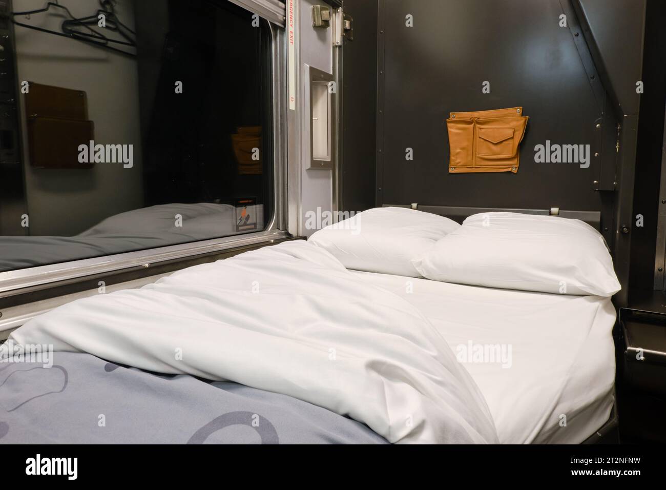 Made up bed in a Single Cabin Train Sleeper on Via Rail Canadian Train Stock Photo Alamy