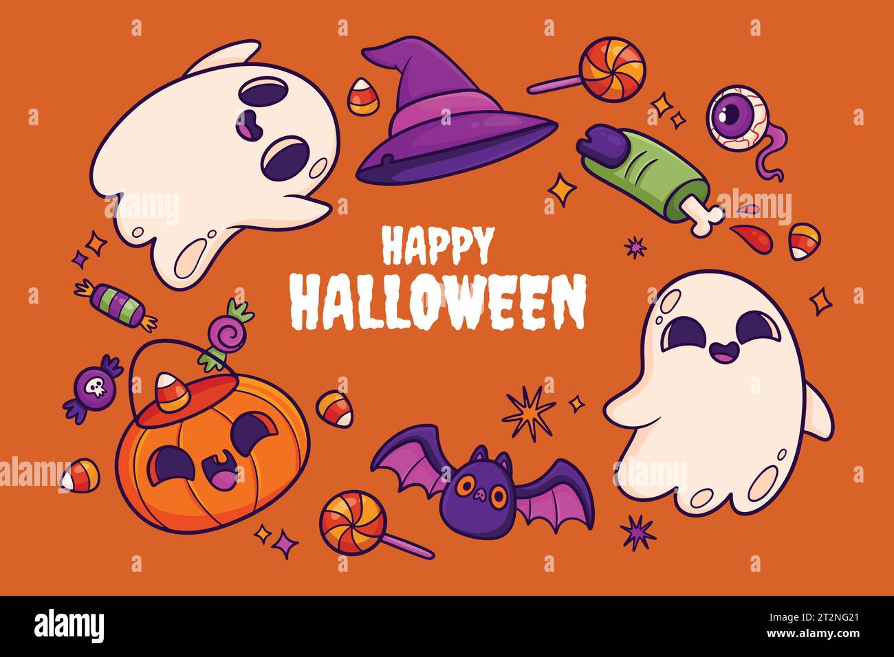 hand drawn halloween background design vector illustration Stock Vector