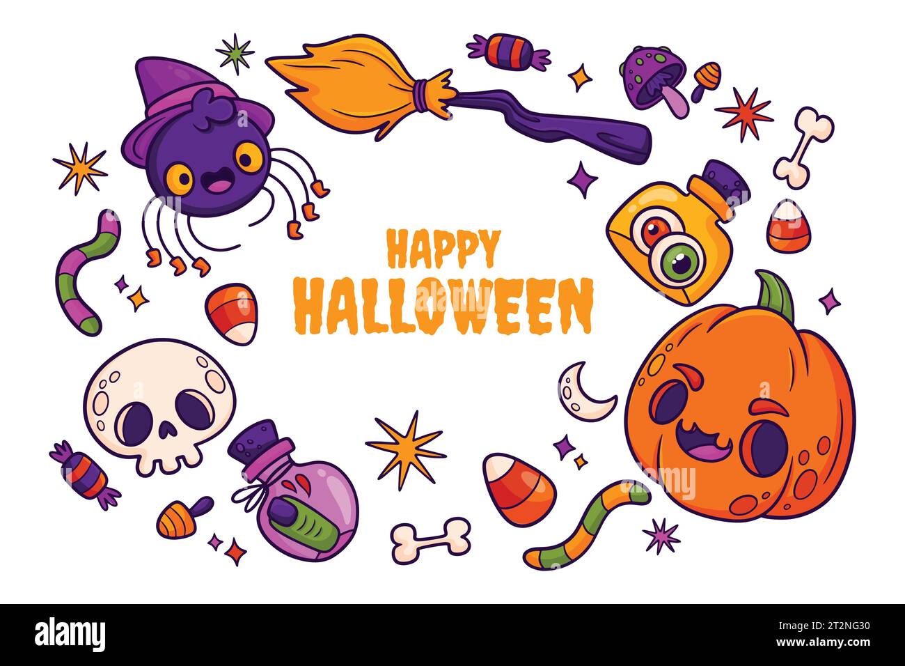 hand drawn halloween background design vector illustration Stock Vector