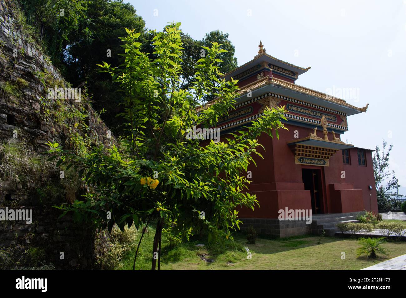 Dakshinkali, Nepal: view of the monastery of Guru Rinpoche (Padmasambhava, Born from a Lotus), tantric Buddhist Vajra master, built in 2012 Stock Photo