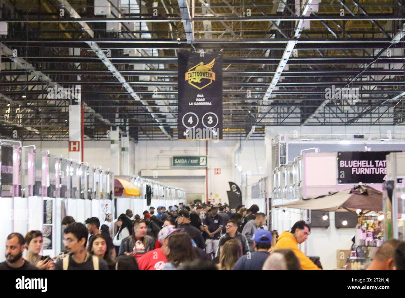 Sao Paulo SP 10/20/2023 - 11th/Edition/Tattoo/Week/2023 Sao Paulo SP 10/20/2023 - 11th/Edition/Tattoo/Week/2023 - The first day of Tatto Week started this Friday 20, the biggest tattoo event in the world and features several artists and professionals of the area. The event runs until October 22nd at Expo Center Norte. Photo: Luiz Santos/Ato Press Sao Paulo SP 10/20/2023 - 11th/Edition/Tattoo/Week/2023 Sao Paulo Brasil Copyright: xLuizxSantosx Credit: Imago/Alamy Live News Stock Photo