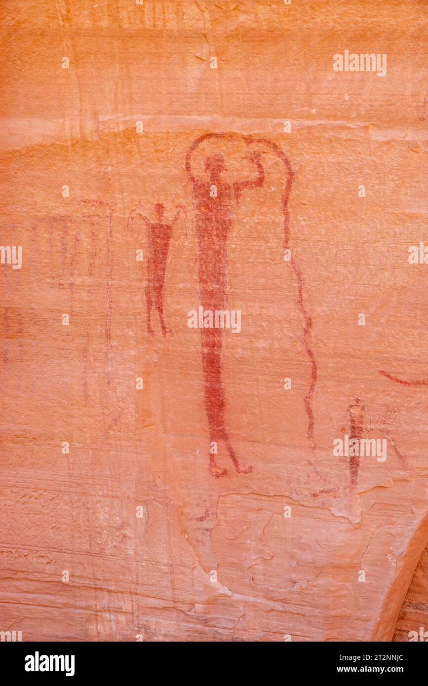 Photograph of a Barrier Canyon Culture pictograph found in Buckhorn Wash, near Green River, Utah, USA. Stock Photo