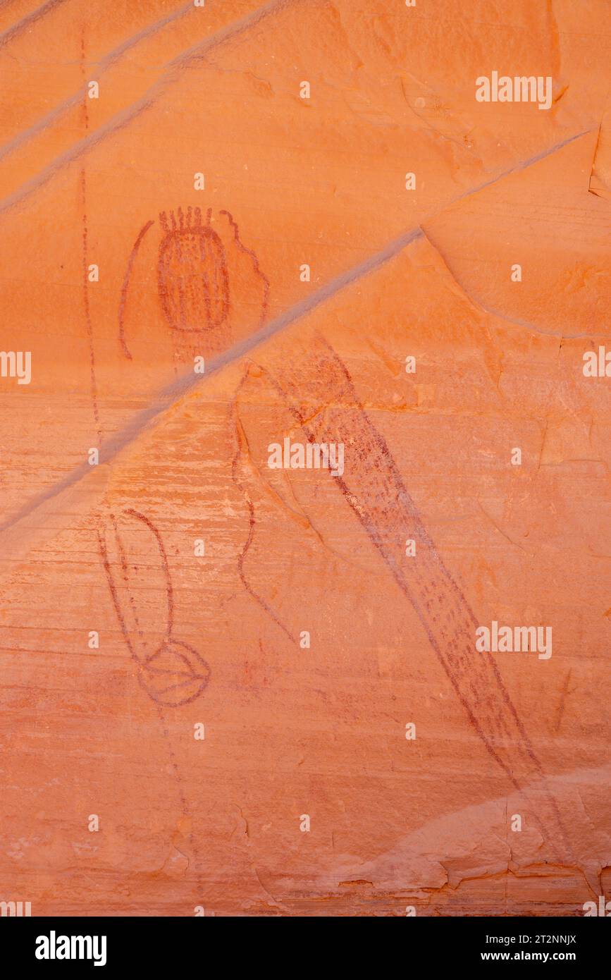 Photograph of a Barrier Canyon Culture pictograph found in Buckhorn Wash, near Green River, Utah, USA. Stock Photo