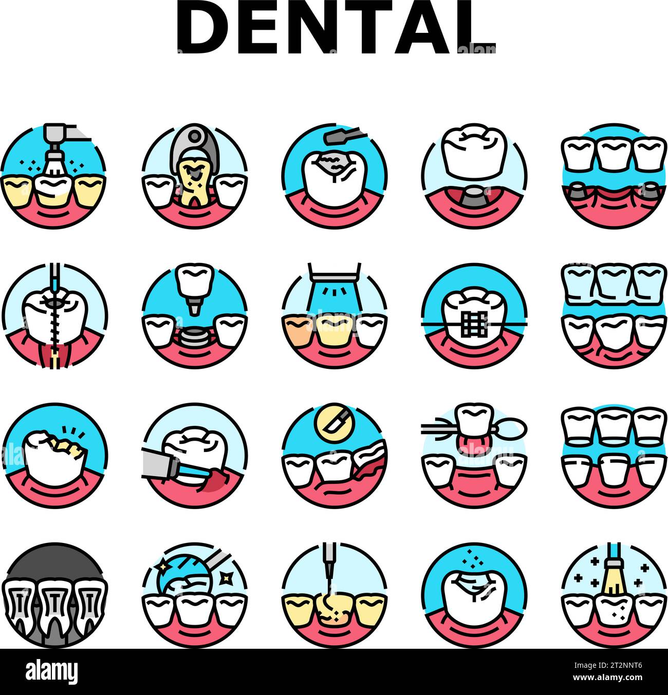dental procedure clinic icons set vector Stock Vector Image & Art Alamy