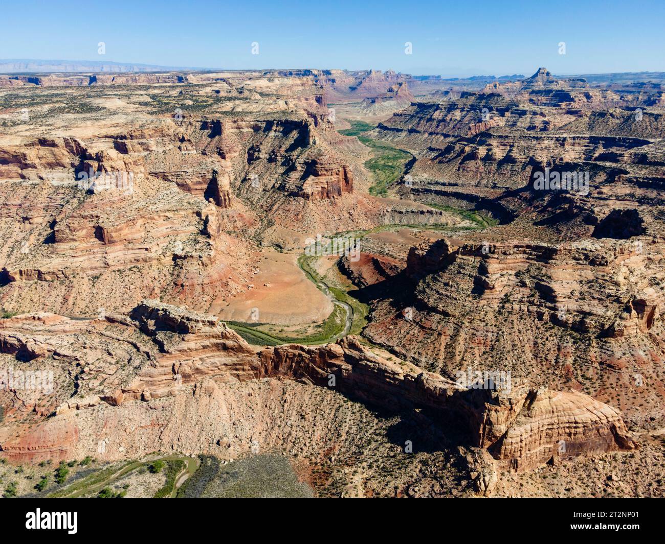 Aerial photograph from The Wedge, overlooking the San Rafael River canyon, also known as the
