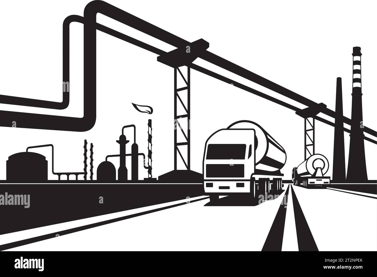 Transportation of oil and gas by trucks - vector illustration Stock