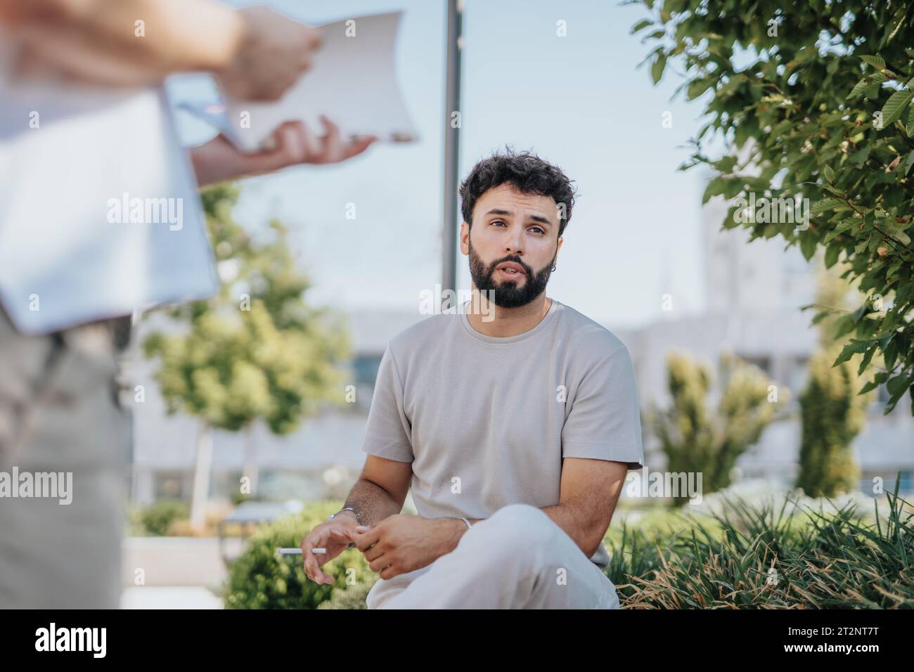 Successful Architects Collaborating on Urban Construction Project Stock Photo