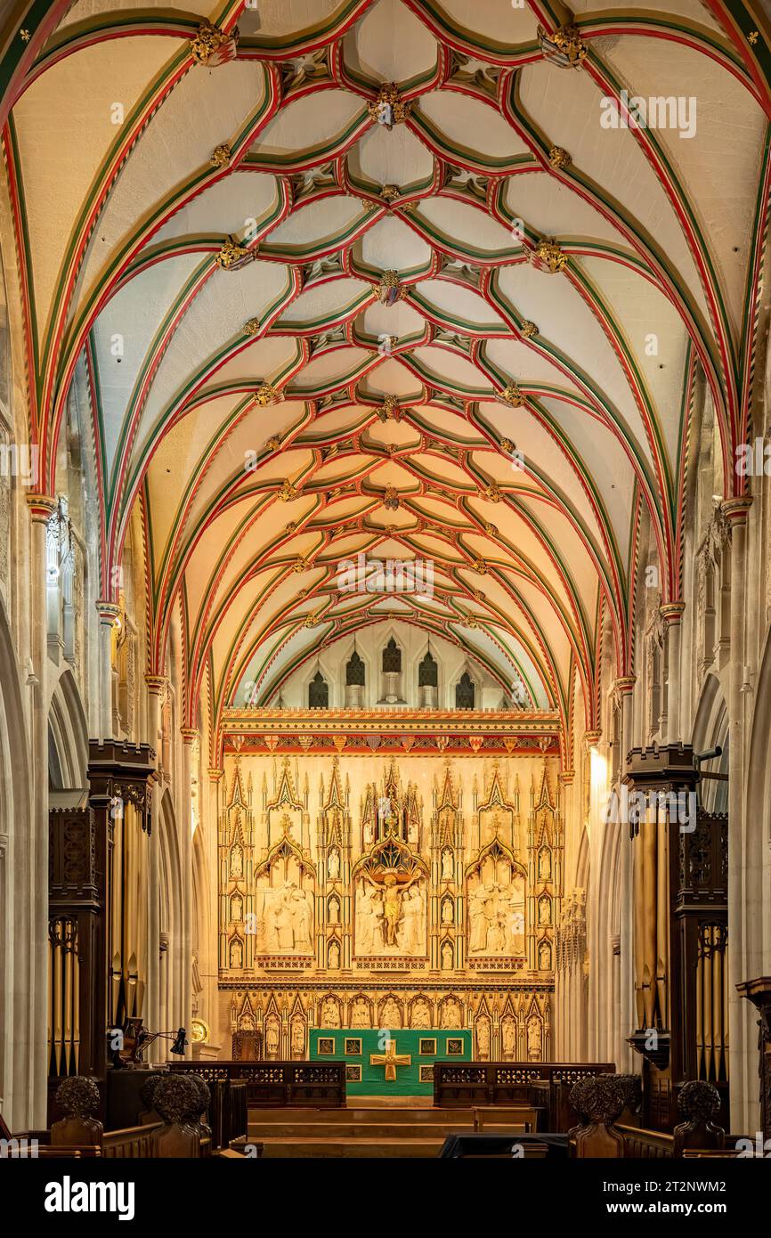Quire and Altar, St Mary's Church, Ottery St Mary, Devon, England Stock