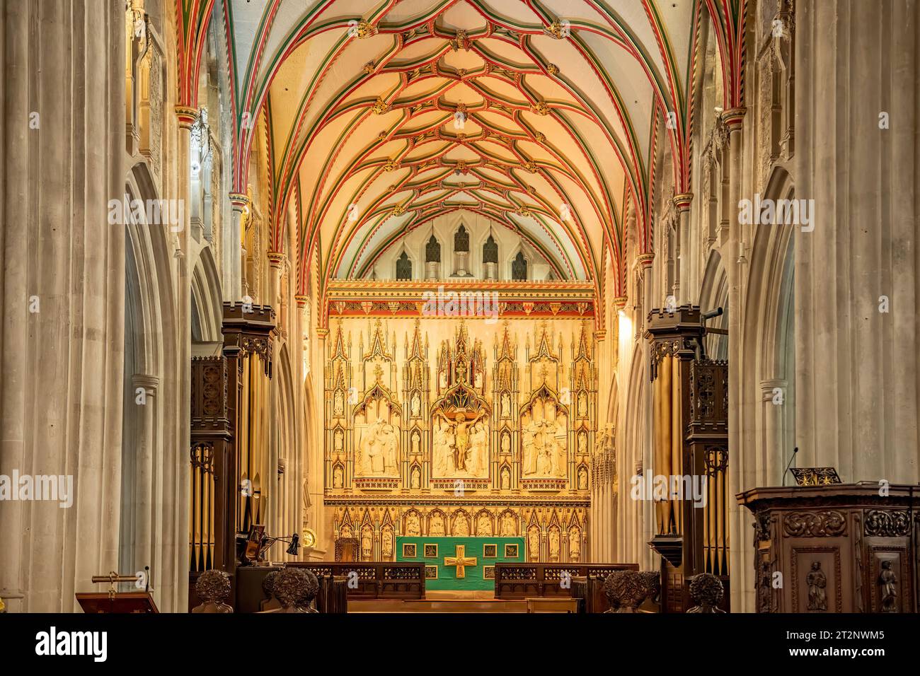 Quire and Altar, St Mary's Church, Ottery St Mary, Devon, England Stock