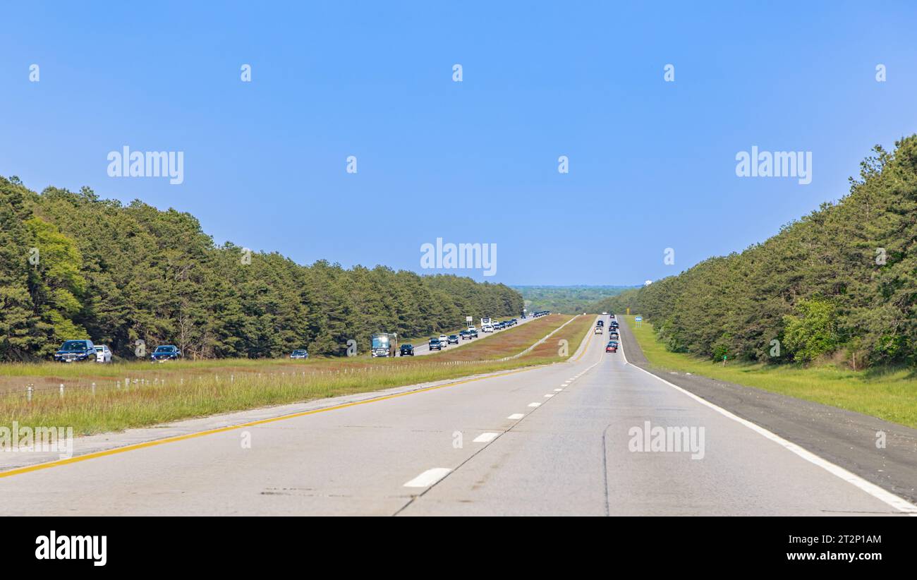 Landscape consisting of highway 27 land east  and west bound traffic Stock Photo