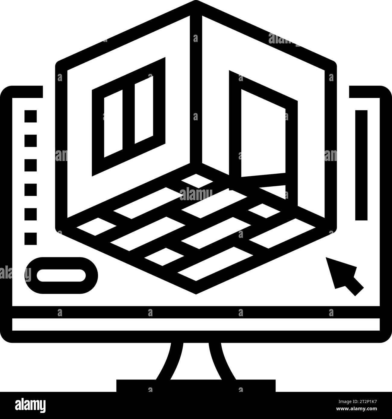 3d room modeling interior designer line icon vector illustration Stock ...