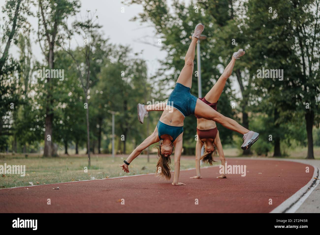 Girl showcasing their strength and flexibility with impressive 360