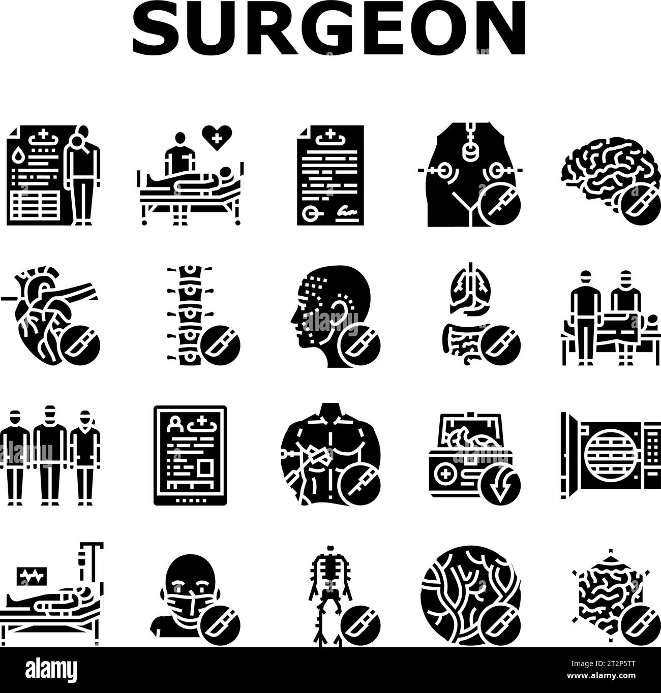 surgeon doctor hospital icons set vector Stock Vector
