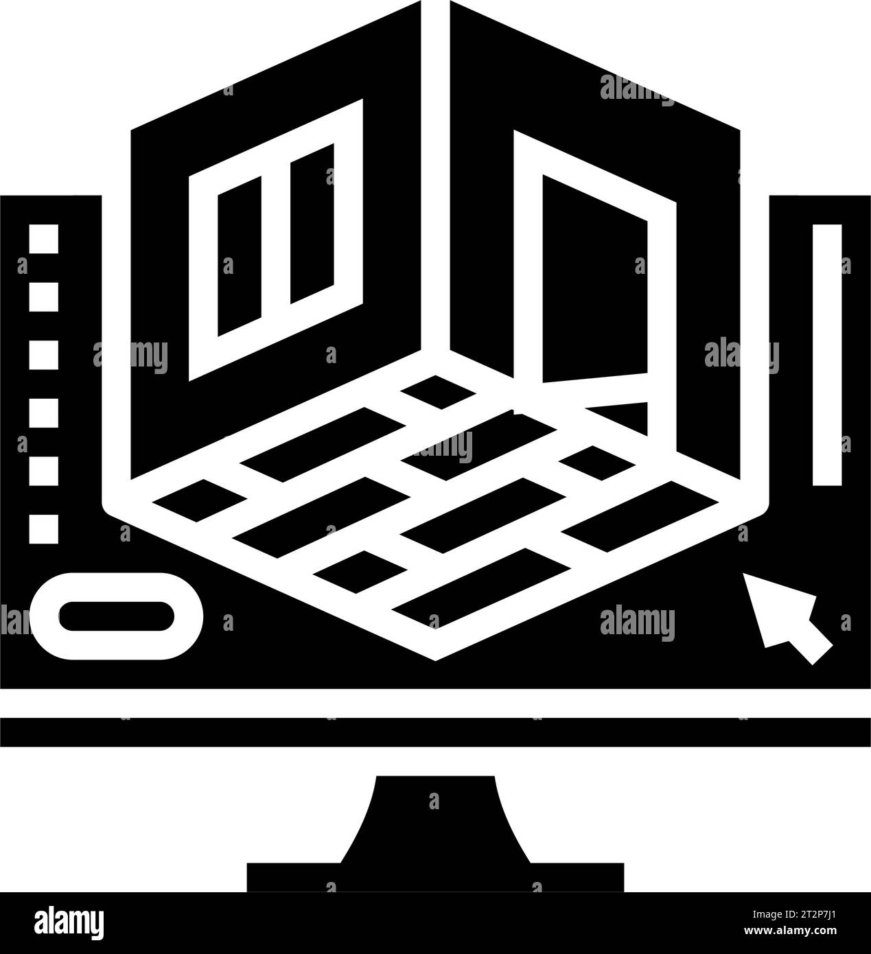 3d room modeling interior designer glyph icon vector illustration Stock ...