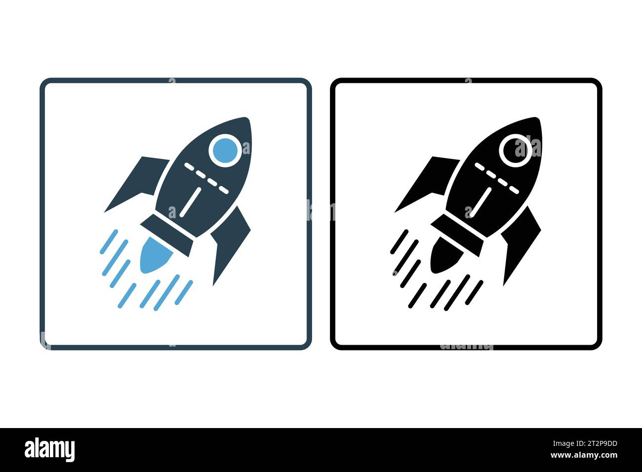 Rocket ship icon. icon related to speed. suitable for web site, app, user interfaces, printable etc. Solid icon style. Simple vector design editable Stock Vector