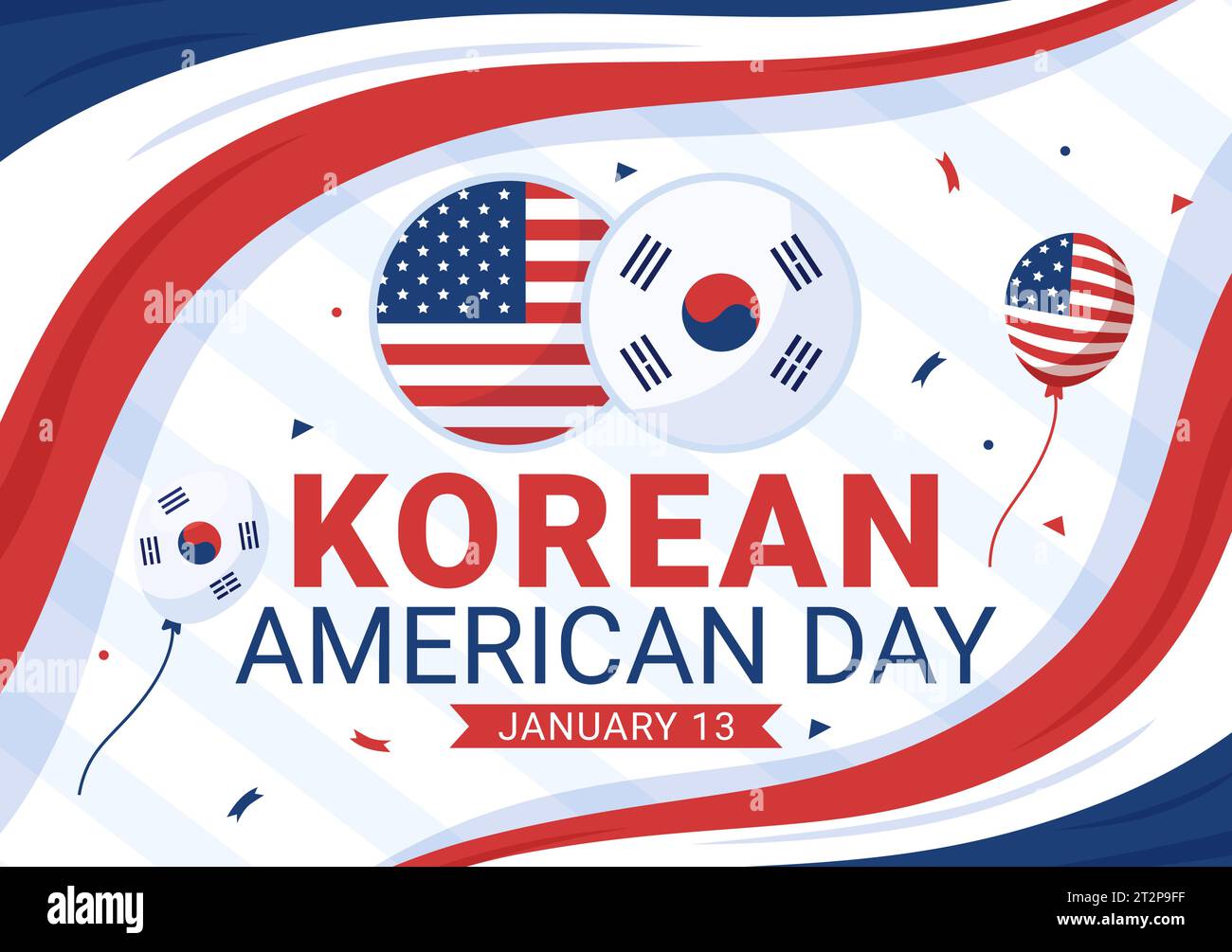 Korean American Day Vector Illustration on January 13 with USA and