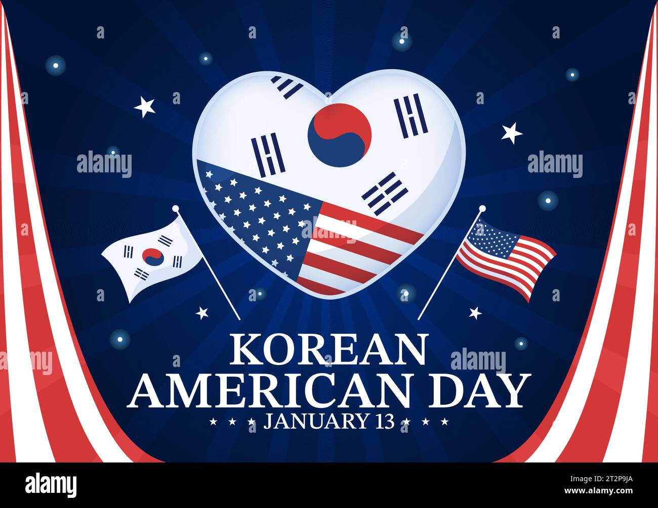Korean American Day Vector Illustration on January 13 with USA and