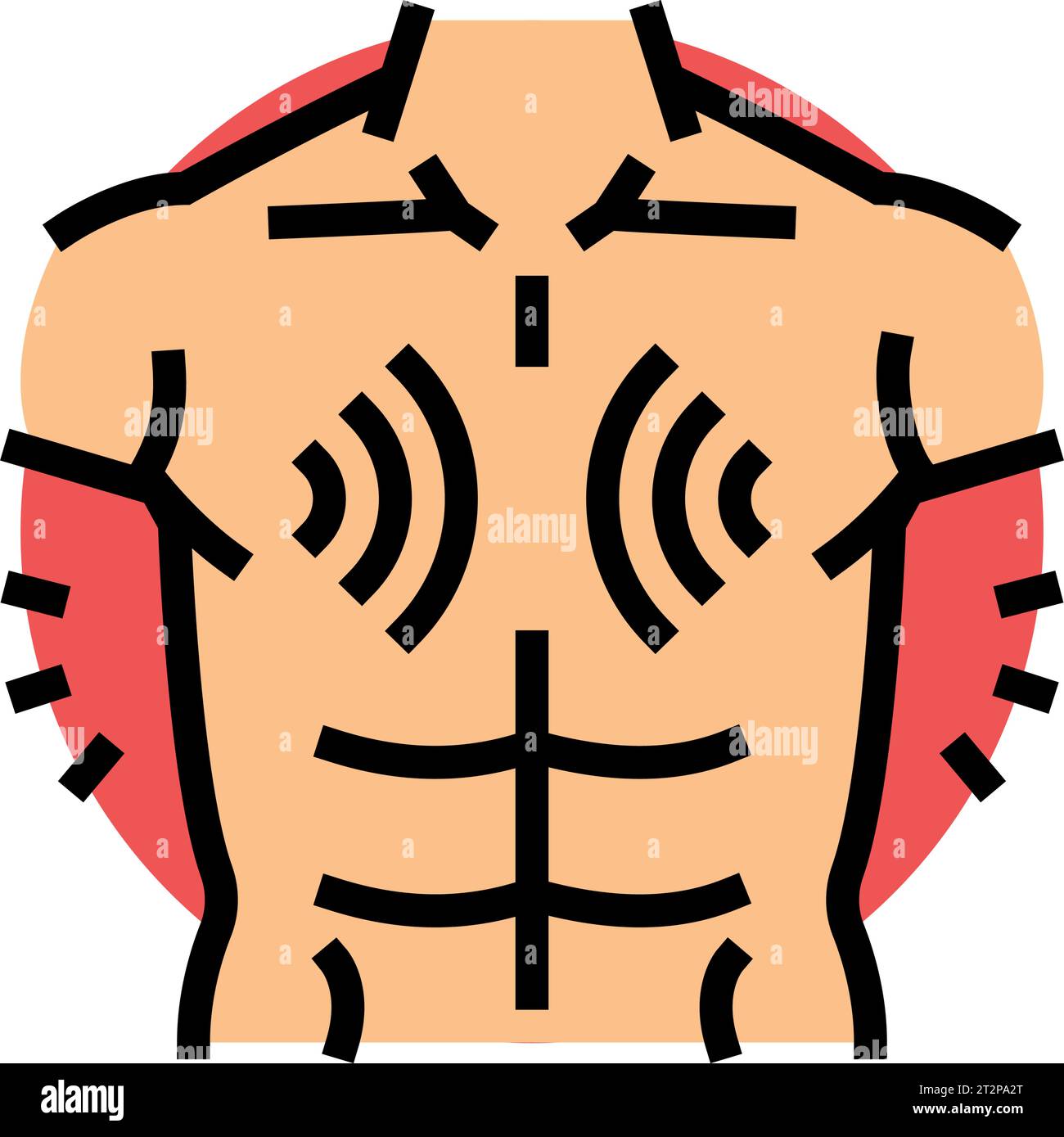 persistent chest pressure disease symptom color icon vector ...