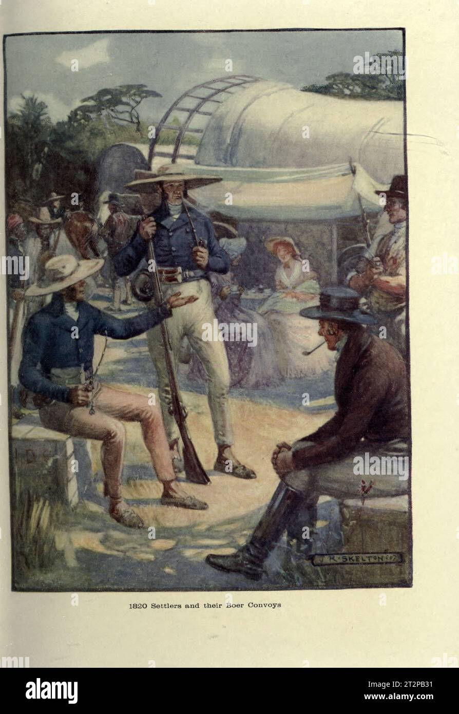 Settlers and Boer convoys, illustration Stock Photo