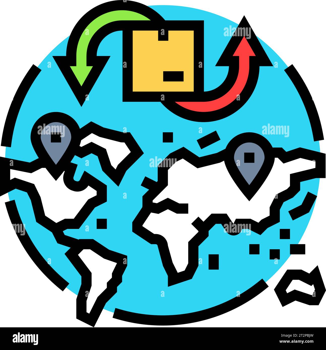 cross border trade logistic manager color icon vector illustration ...