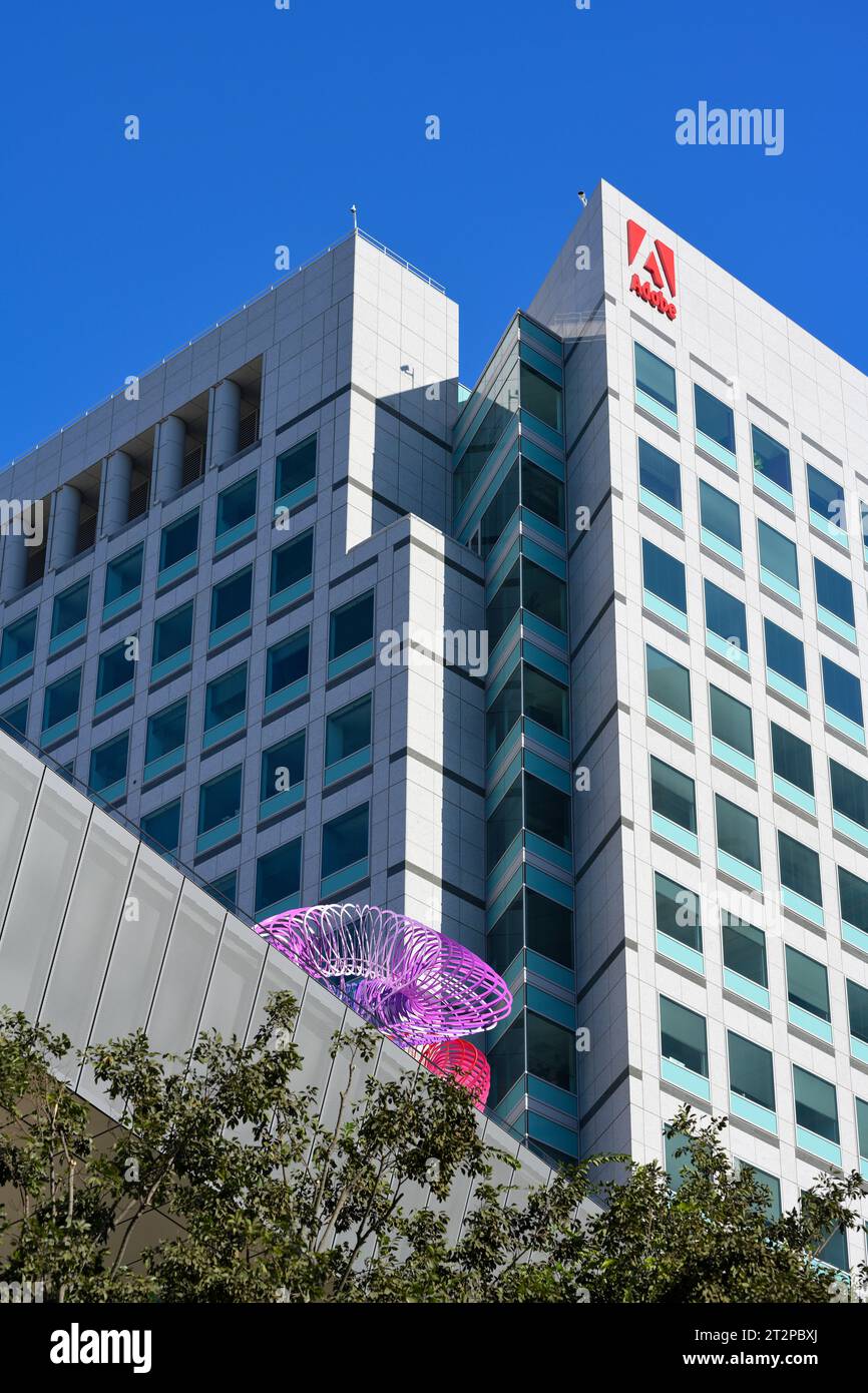 The Adobe Incorporated (ADBE) headquarters in Silicon Valley, San Jose CA Stock Photo