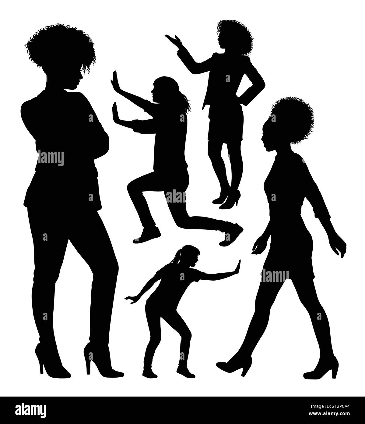 afro woman activity pose silhouette Stock Vector