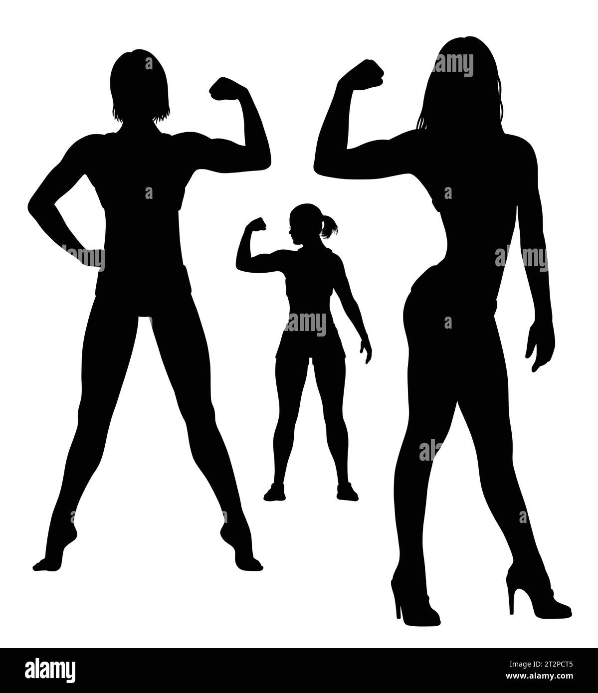 beautiful strong girl bodybuilder showing her muscle pose silhouette