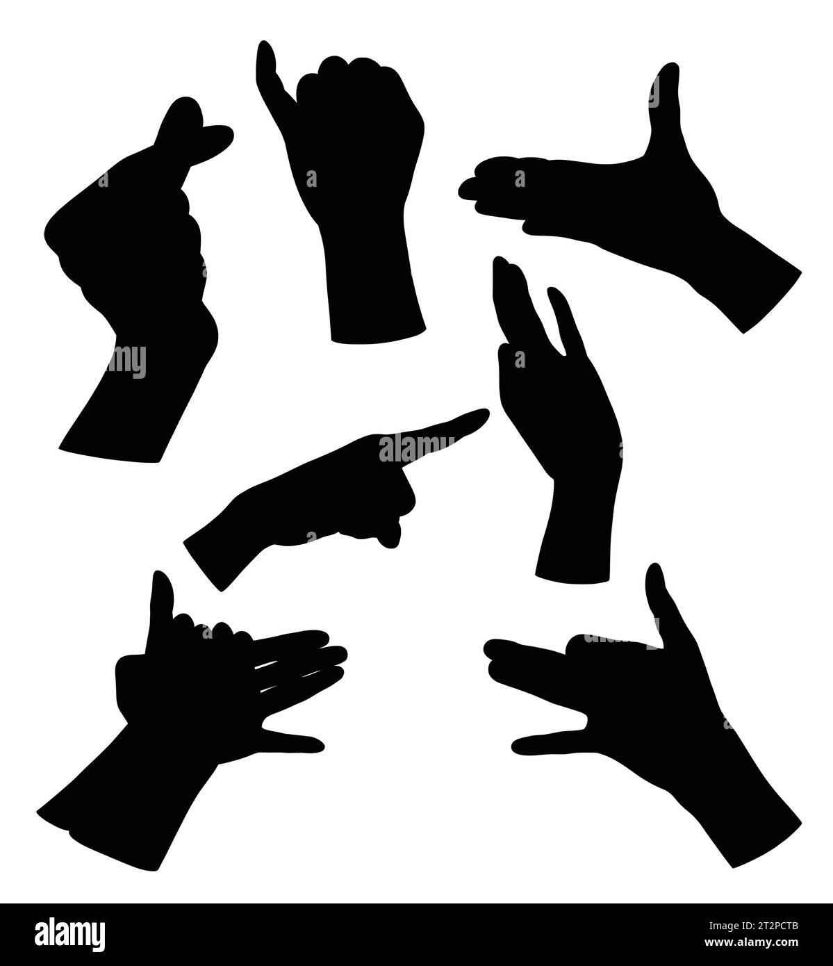 hand sign and symbol fingers gesture silhouette Stock Vector Image