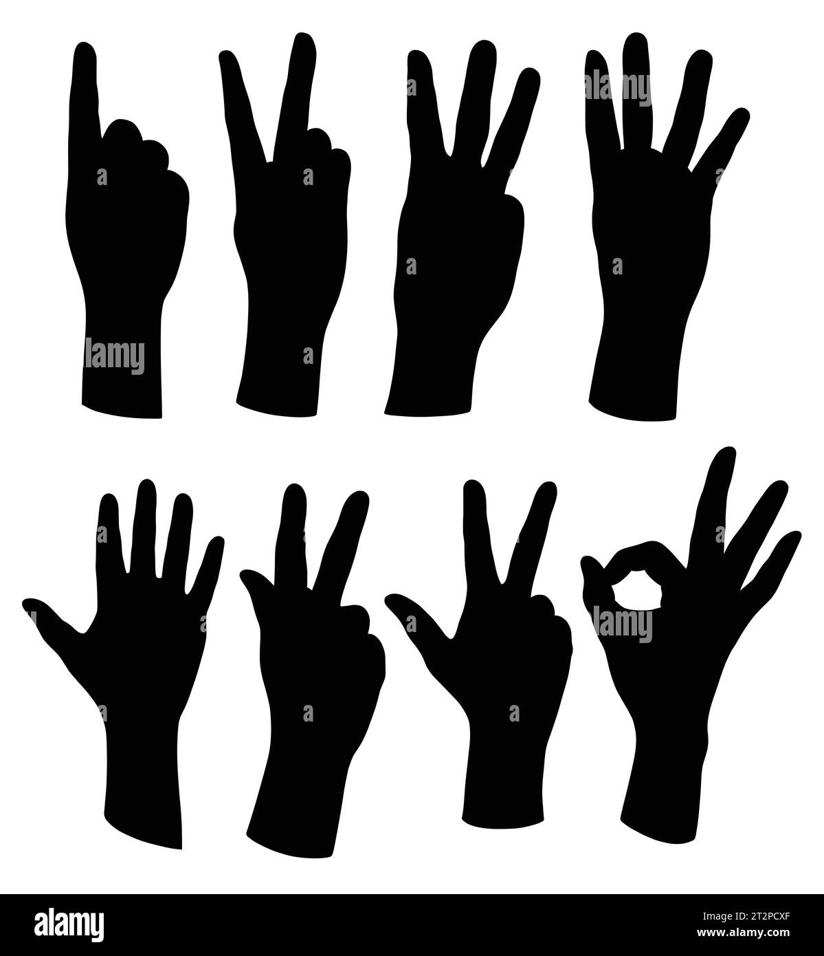 hand sign and symbol fingers gesture silhouette Stock Vector Image