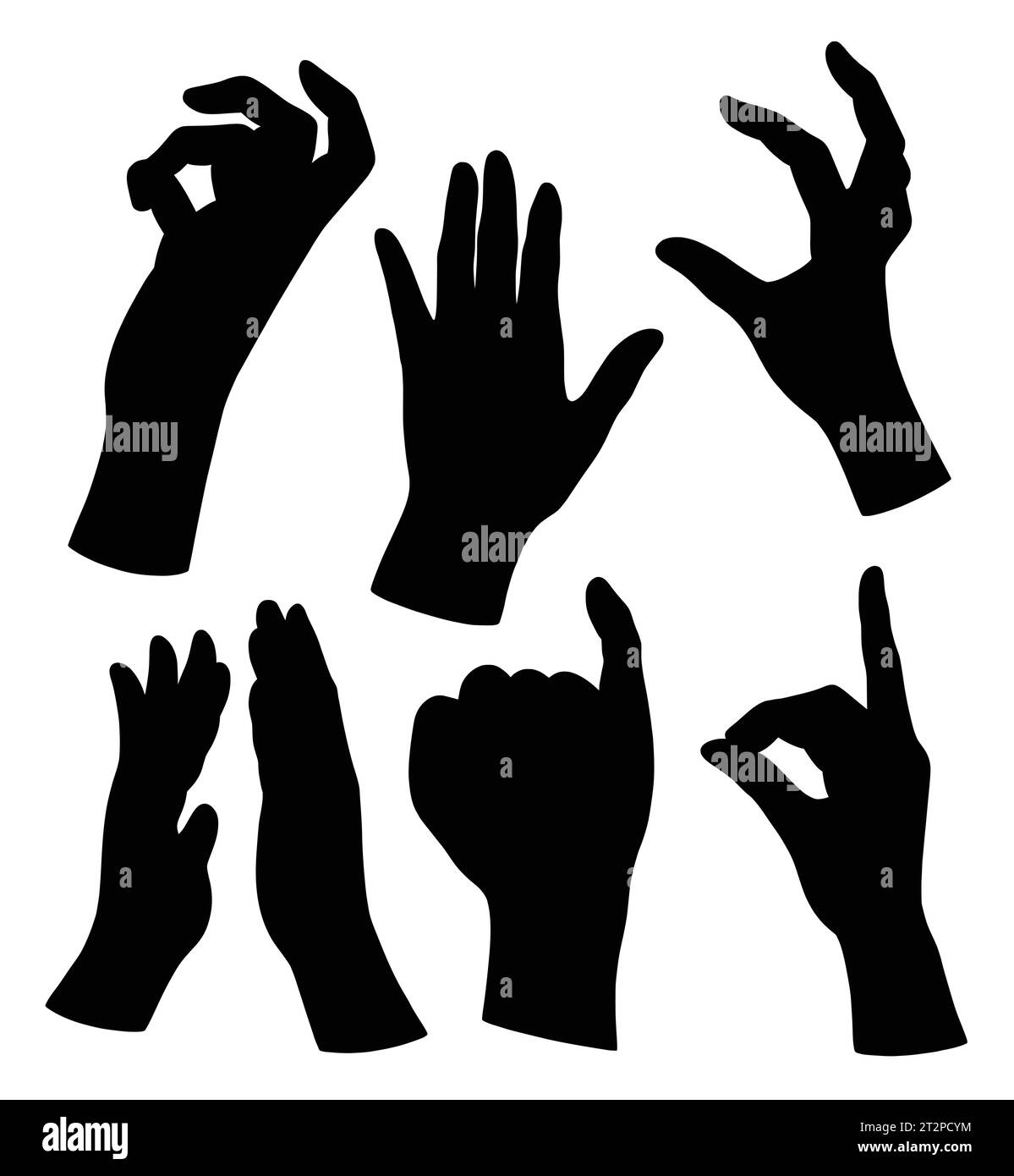 hand sign and symbol fingers gesture silhouette Stock Vector Image
