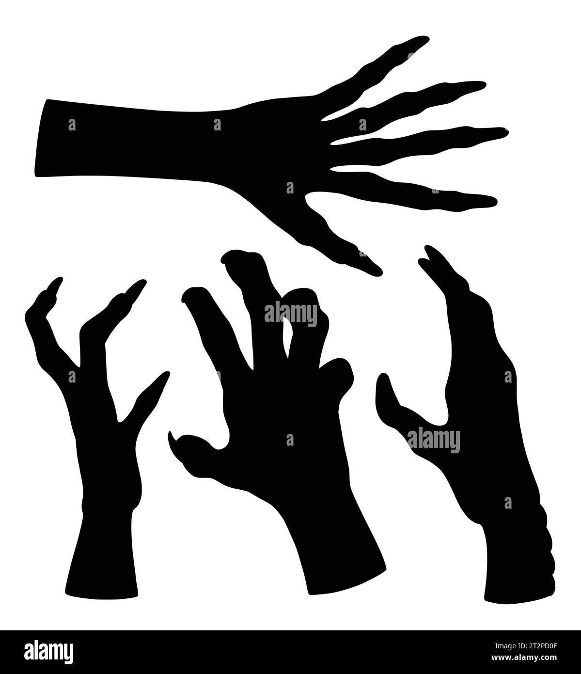 monster and alien hand sign gesture and symbol fingers gesture silhouette Stock Vector