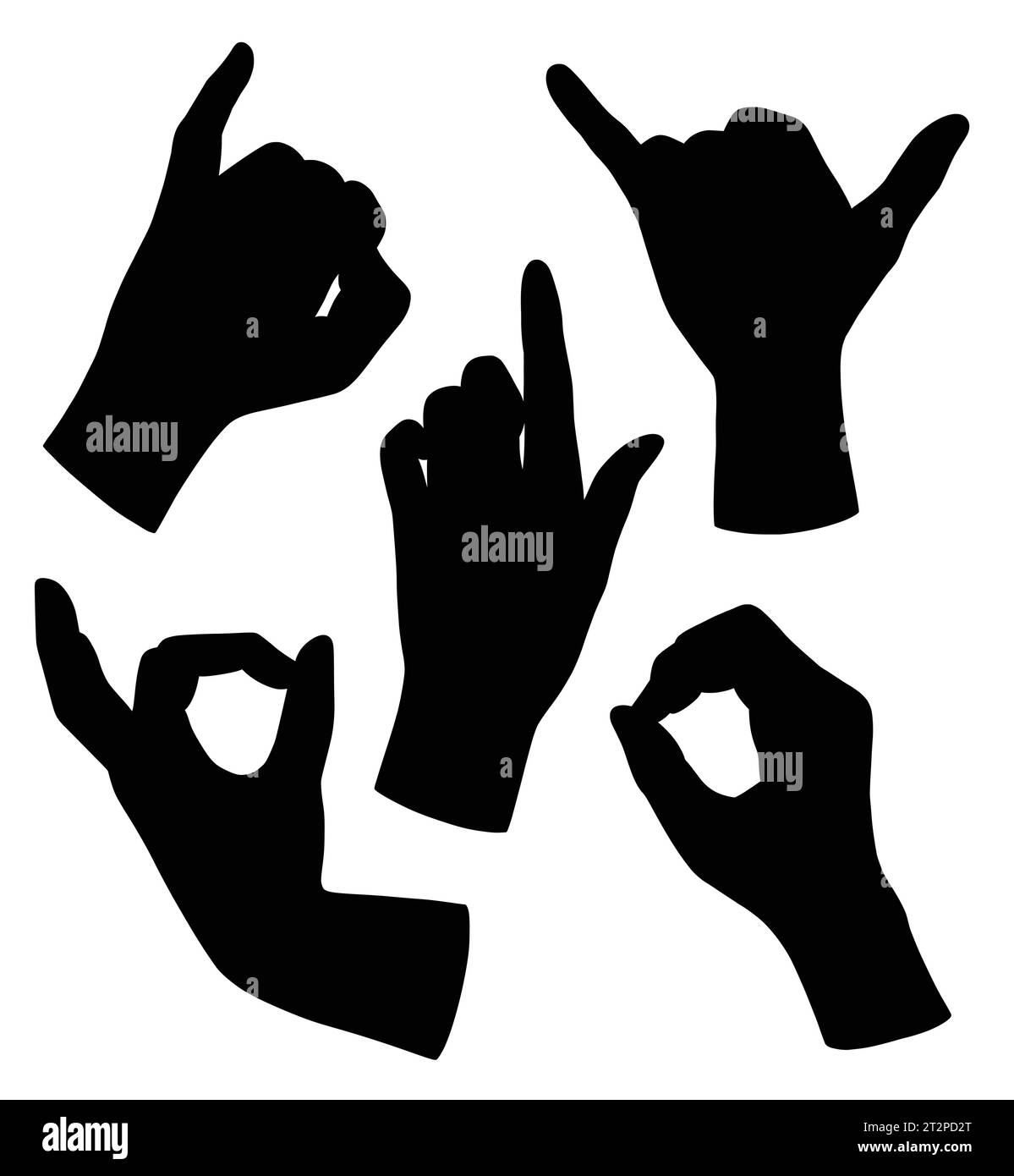 hand sign and symbol fingers gesture silhouette Stock Vector Image